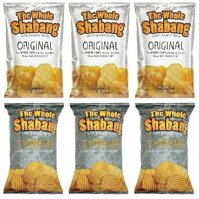 Moon Lodge The Whole Shabang Potato Chips - 6 oz. Bags (Variety Pack of 6) (3 Original, 3 Extreme)