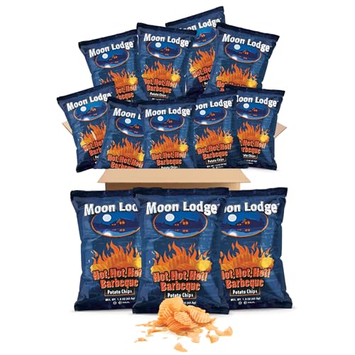 Moon Lodge 12 Pack Hot Barbeque Potato Chips – Kosher & Halal Snacks for All Ages, Perfect for Parties & Movie Nights (1.5 Oz Bag)